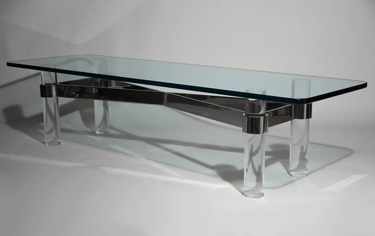 Lucite Coffee Table In The Manner Of Karl Springer  In Excellent Condition In San Diego, CA