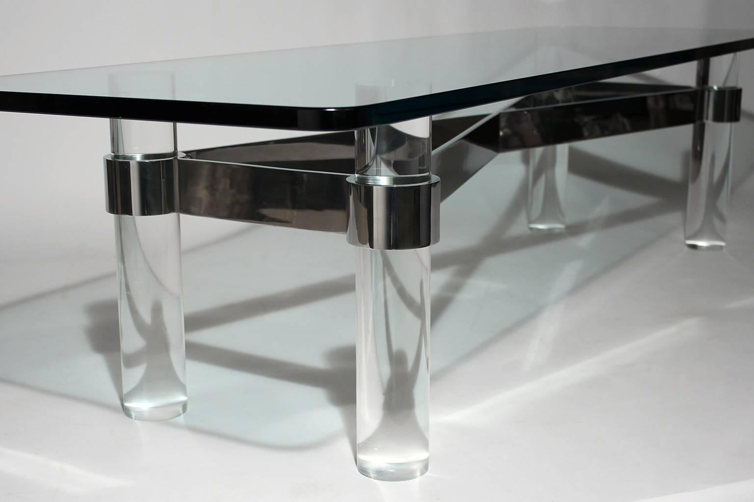 20th Century Lucite Coffee Table In The Manner Of Karl Springer 