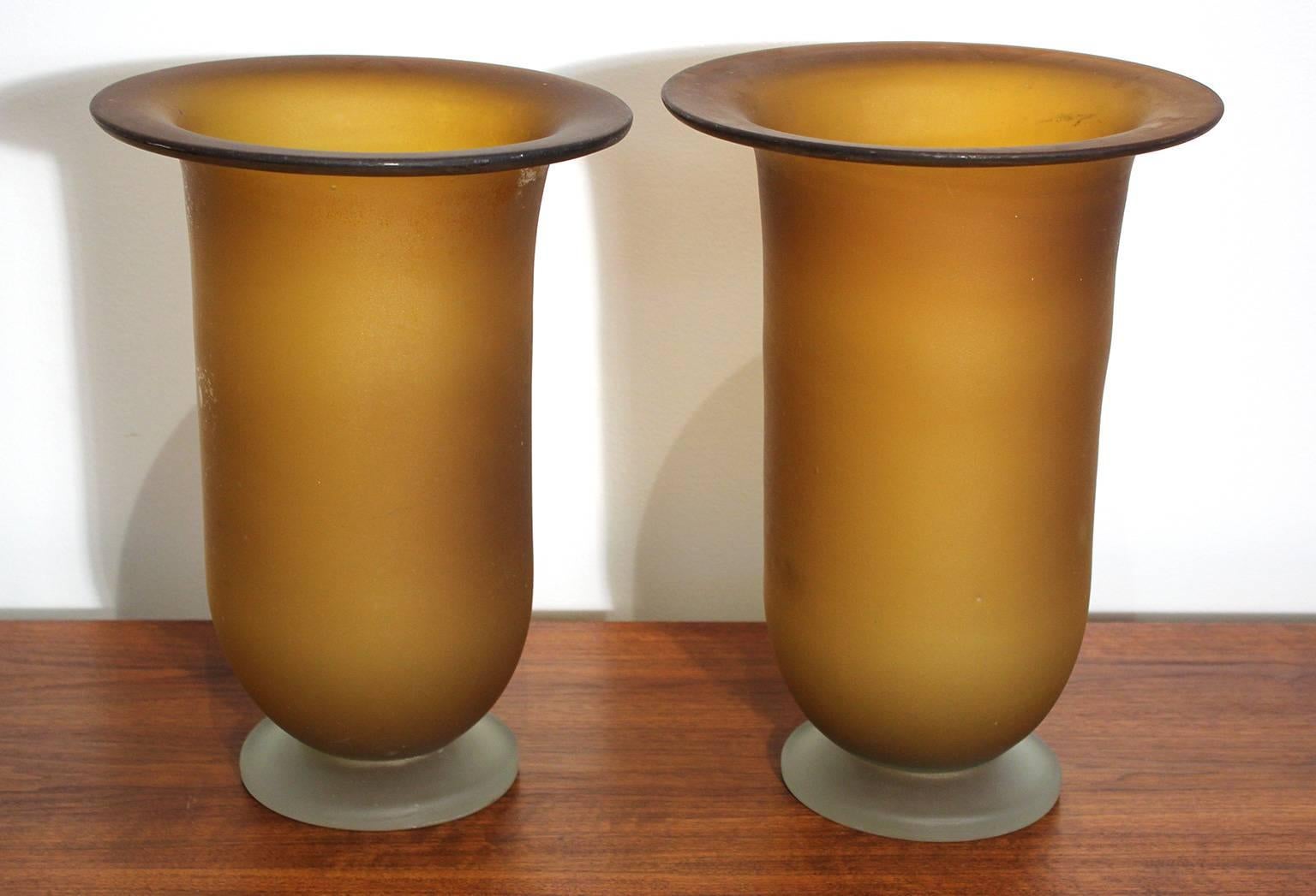 Mid-Century Modern Large Murano Glass Vase Pair