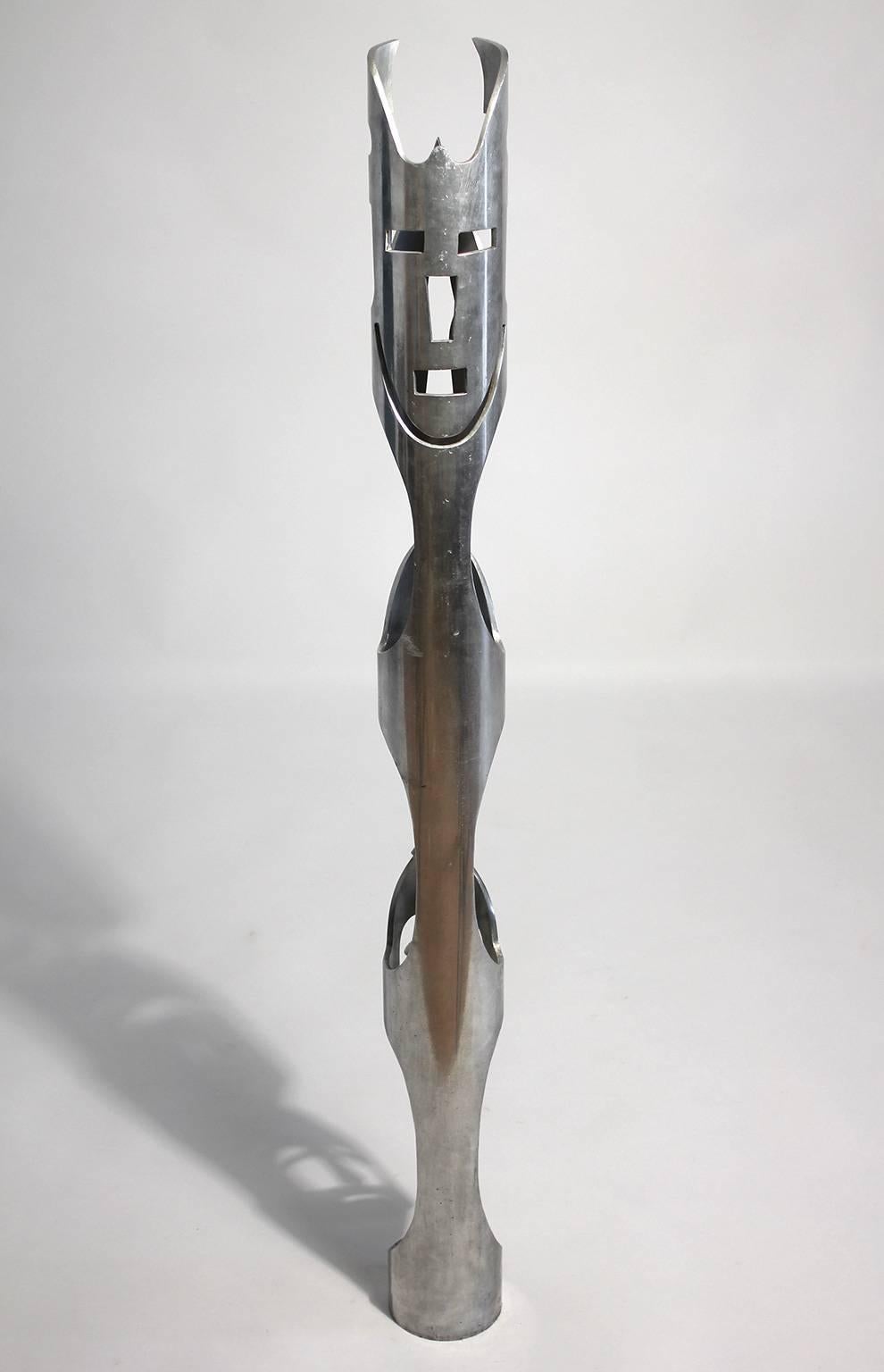 American Tall Abstract Modernist Aluminium Sculpture For Sale