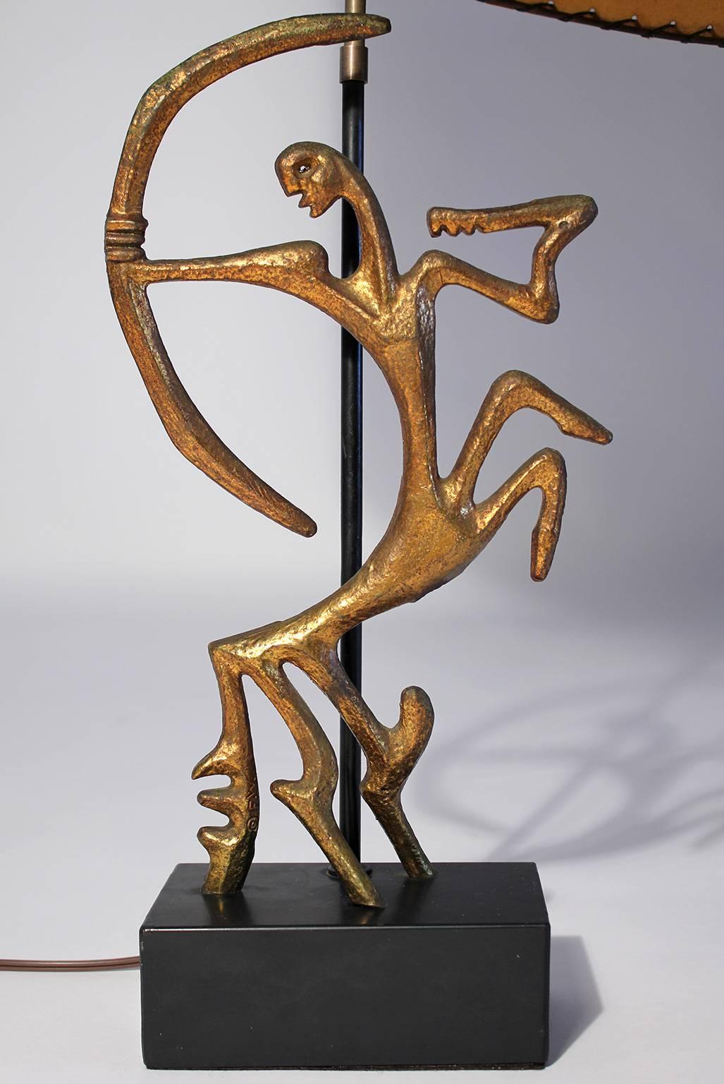 Mid-Century Modern Frederick Weinberg Bronze Sagittarius Sculpture Lamp