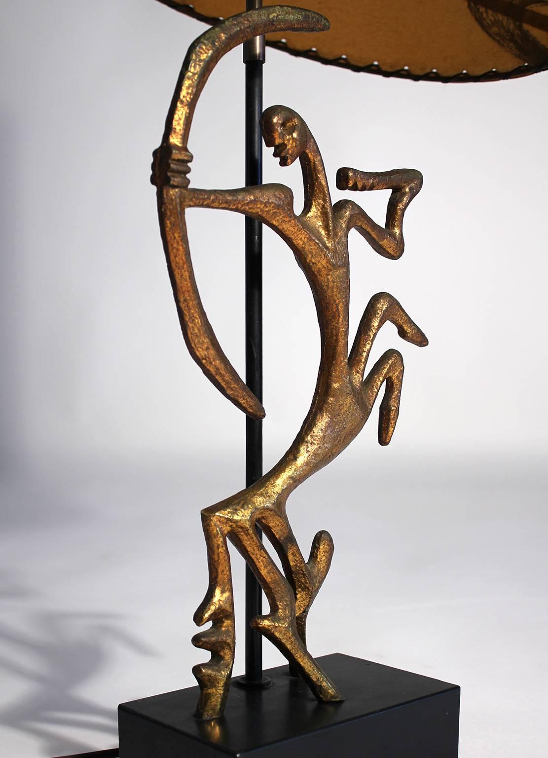 American Frederick Weinberg Bronze Sagittarius Sculpture Lamp