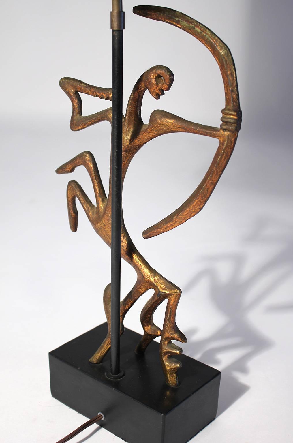Frederick Weinberg Bronze Sagittarius Sculpture Lamp In Excellent Condition In San Diego, CA