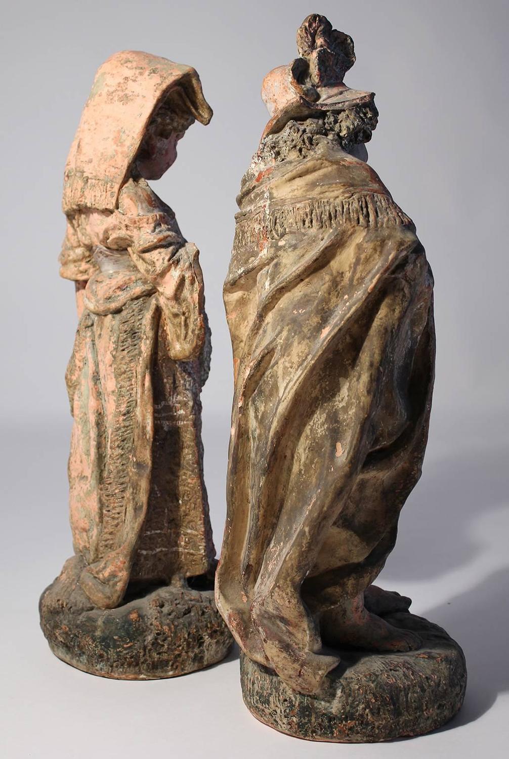 Antique Terracotta French Renaissance Garden Sculpture Statues For Sale