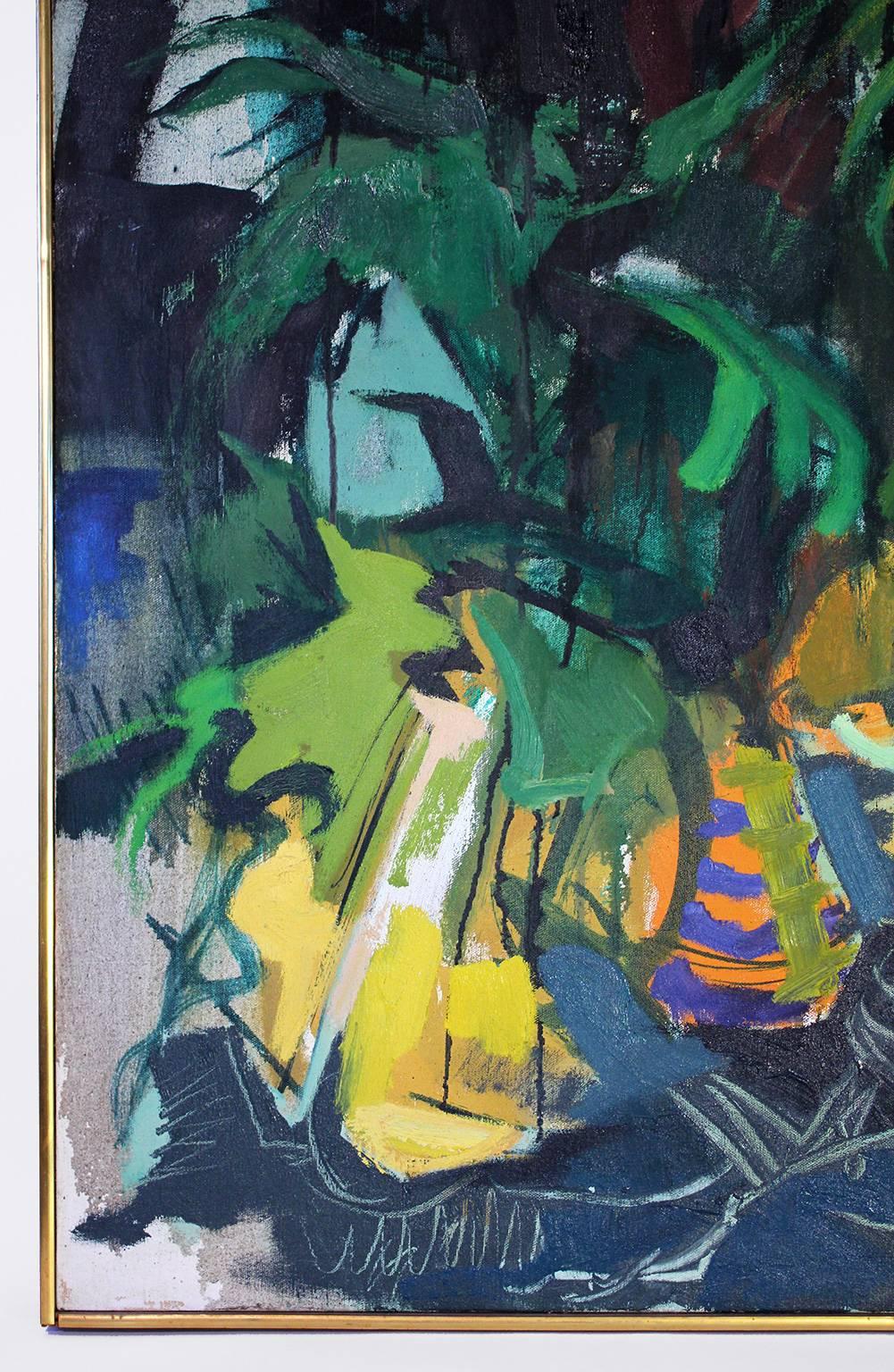 Mid-Century Modern 1963 Sheldon Kirby Abstract Oil on Canvas