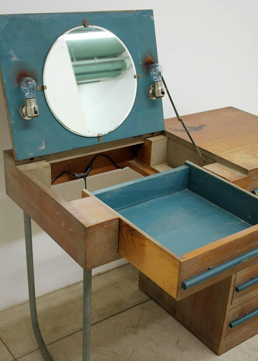 20th Century 1940s Modern Custom Built Redwood Vanity Desk