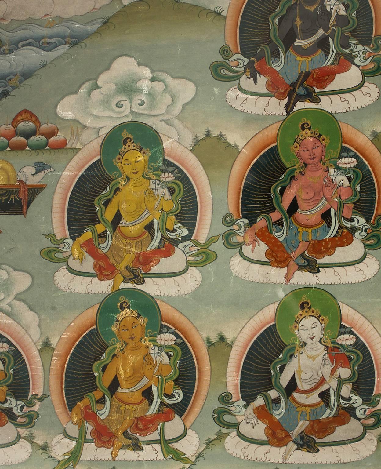 Antique Thangka Painting with Seated Tara 2