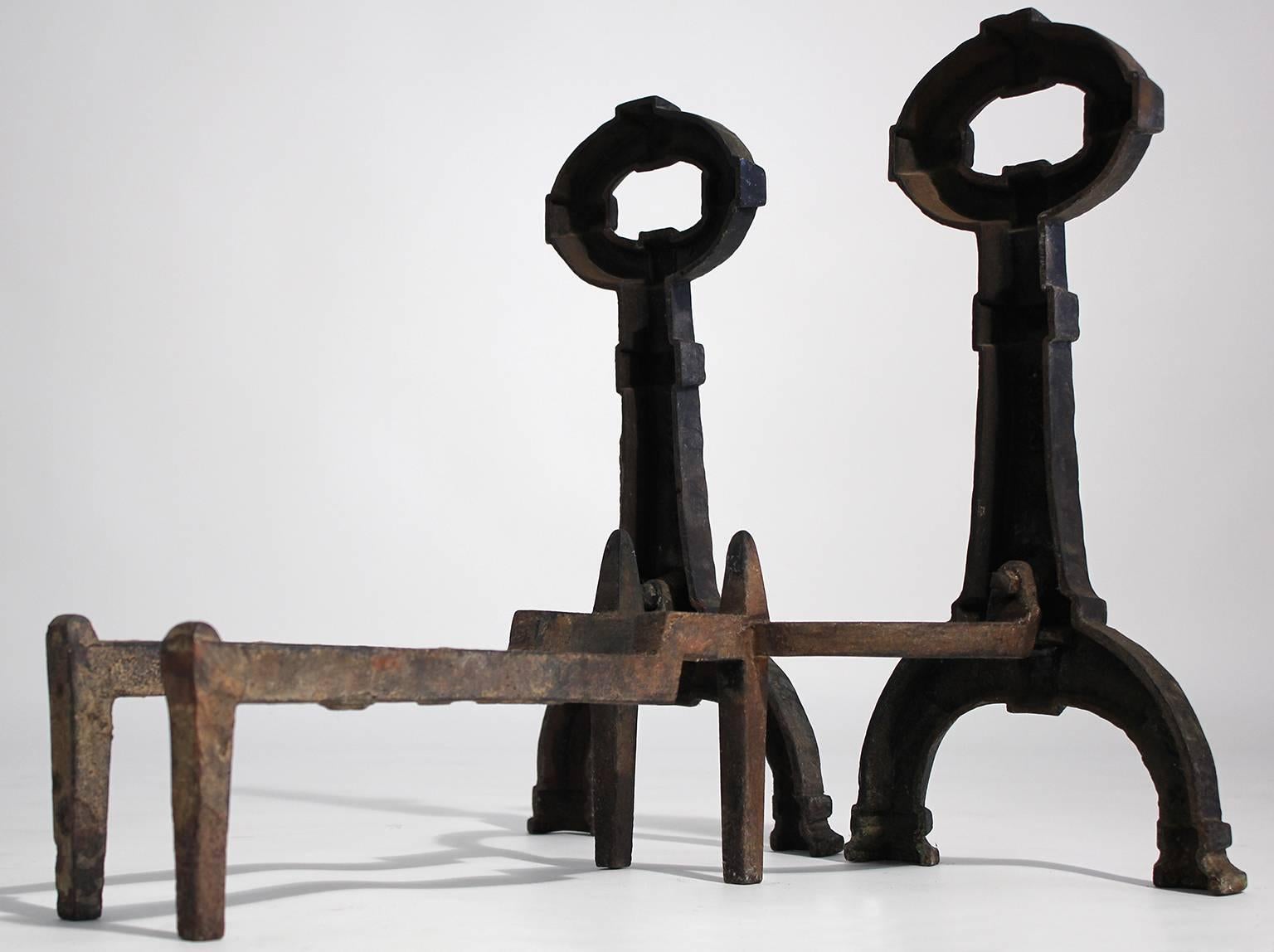 wrought iron andirons