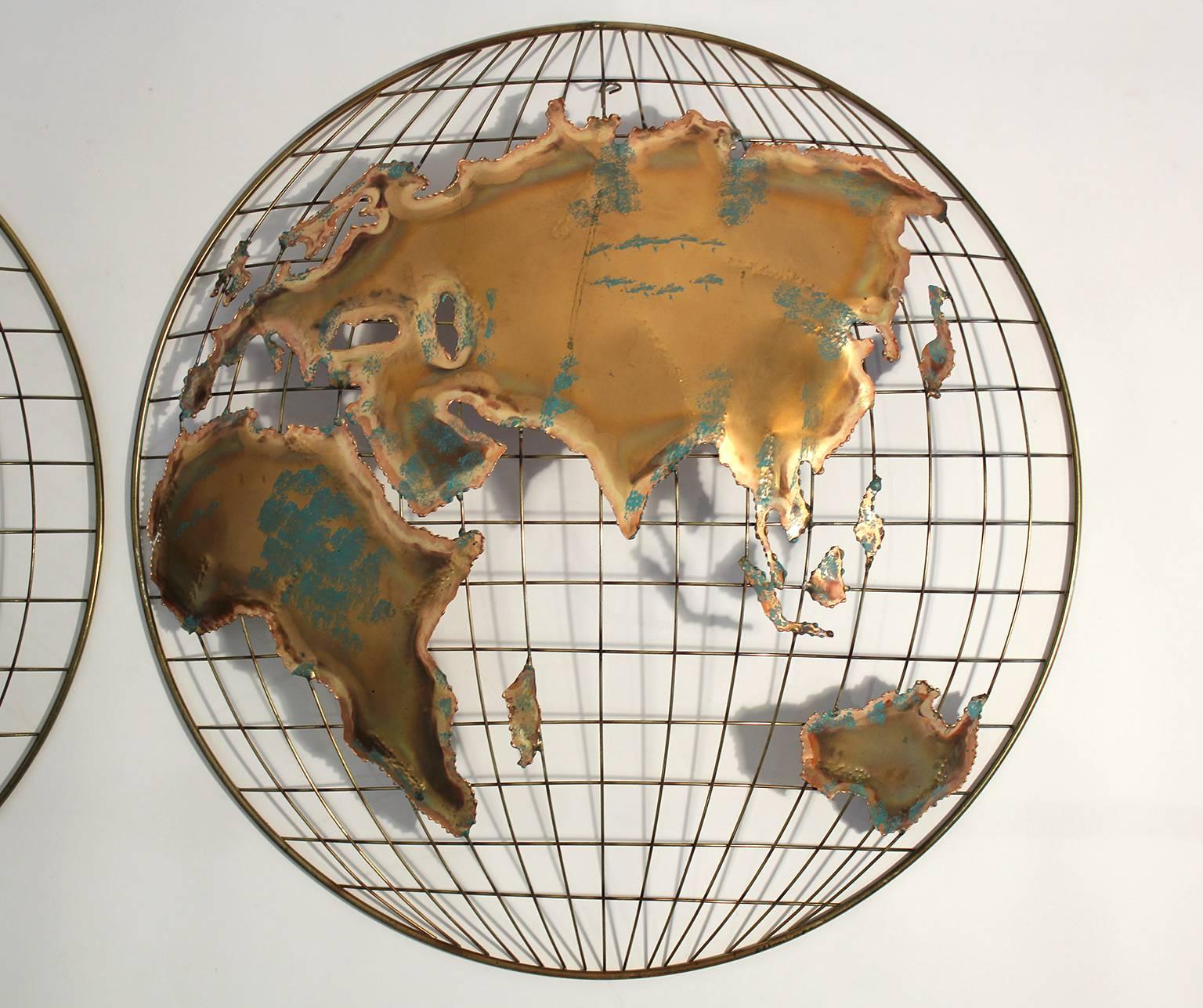 Mid-Century Modern Curtis Jere Modernist World Map/Globe Sculpture