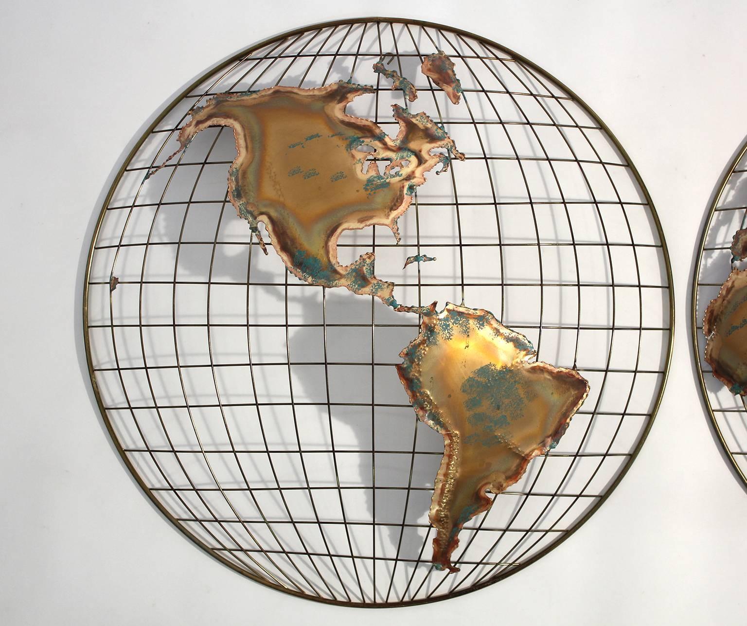 American Curtis Jere Modernist World Map/Globe Sculpture