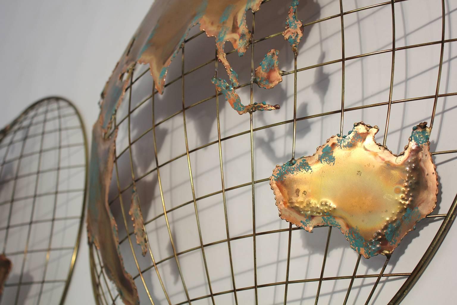 Curtis Jere Modernist World Map/Globe Sculpture In Excellent Condition In San Diego, CA