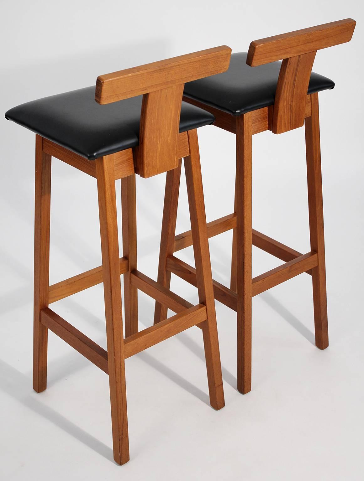 Dyrlund Modernist Solid Teak Danish Bar Stools 2