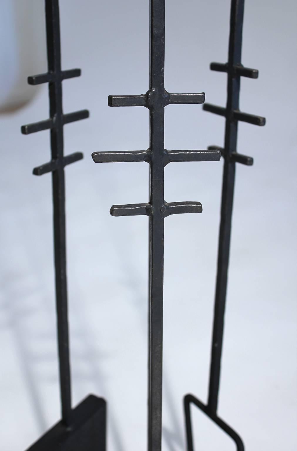 Mid-20th Century Erik Hogland Attributed Wrought Iron Modernist Fire Tools