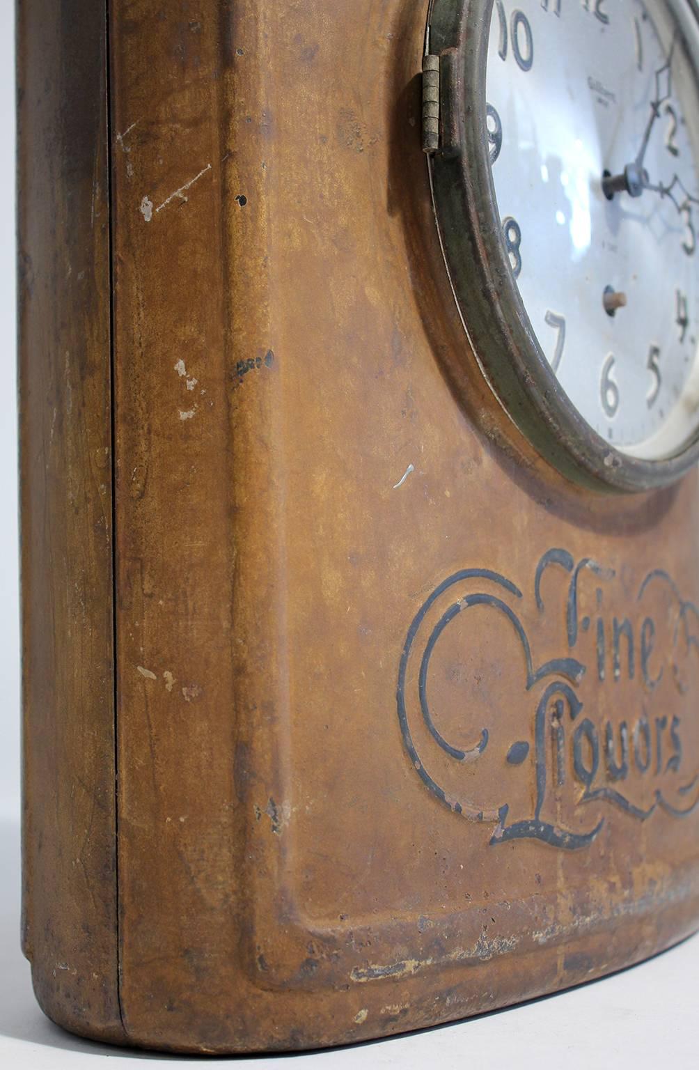 Antique Old Mr. Boston Fine Liquors Advertising Flask Clock Trade Sign 2