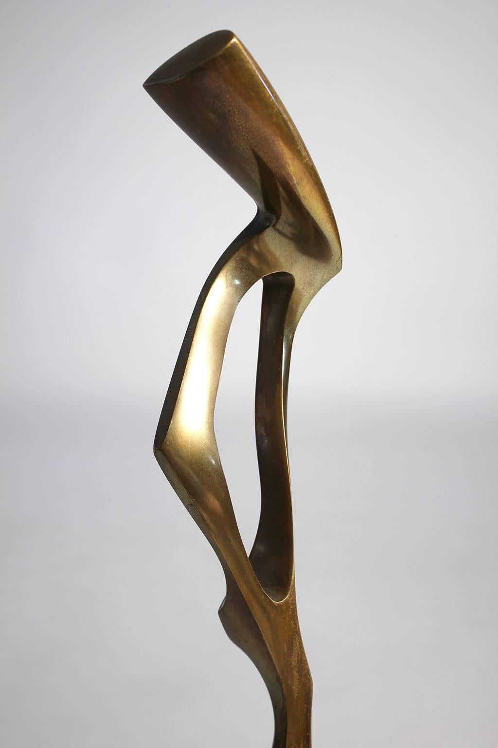 American Abstract Bronze Sculpture on Walnut Base by Bolte