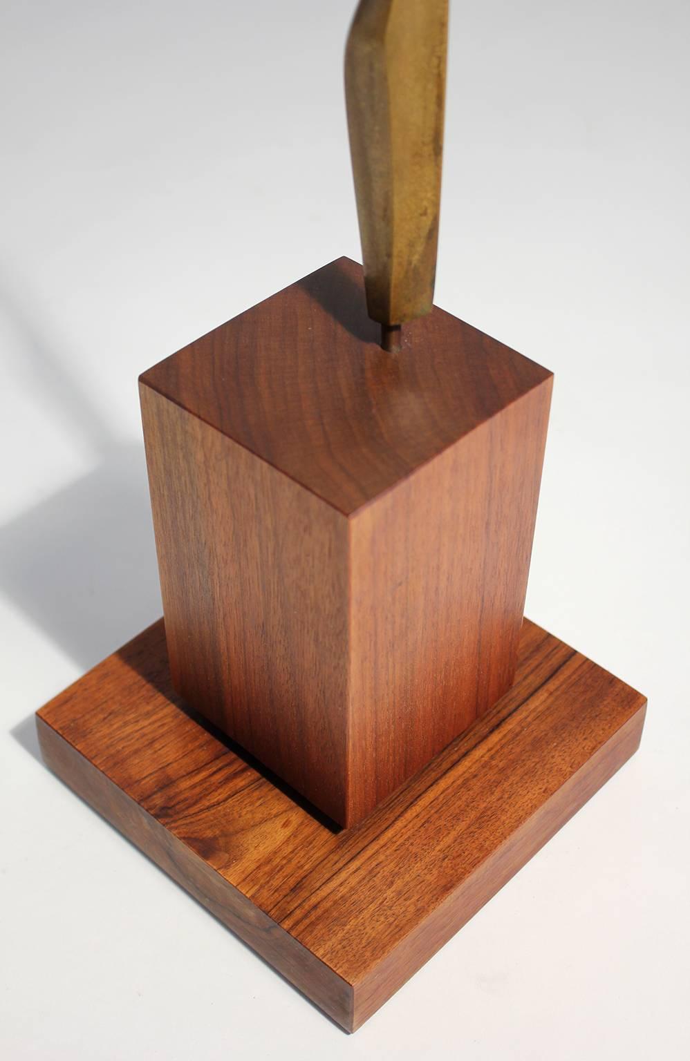 20th Century Abstract Bronze Sculpture on Walnut Base by Bolte