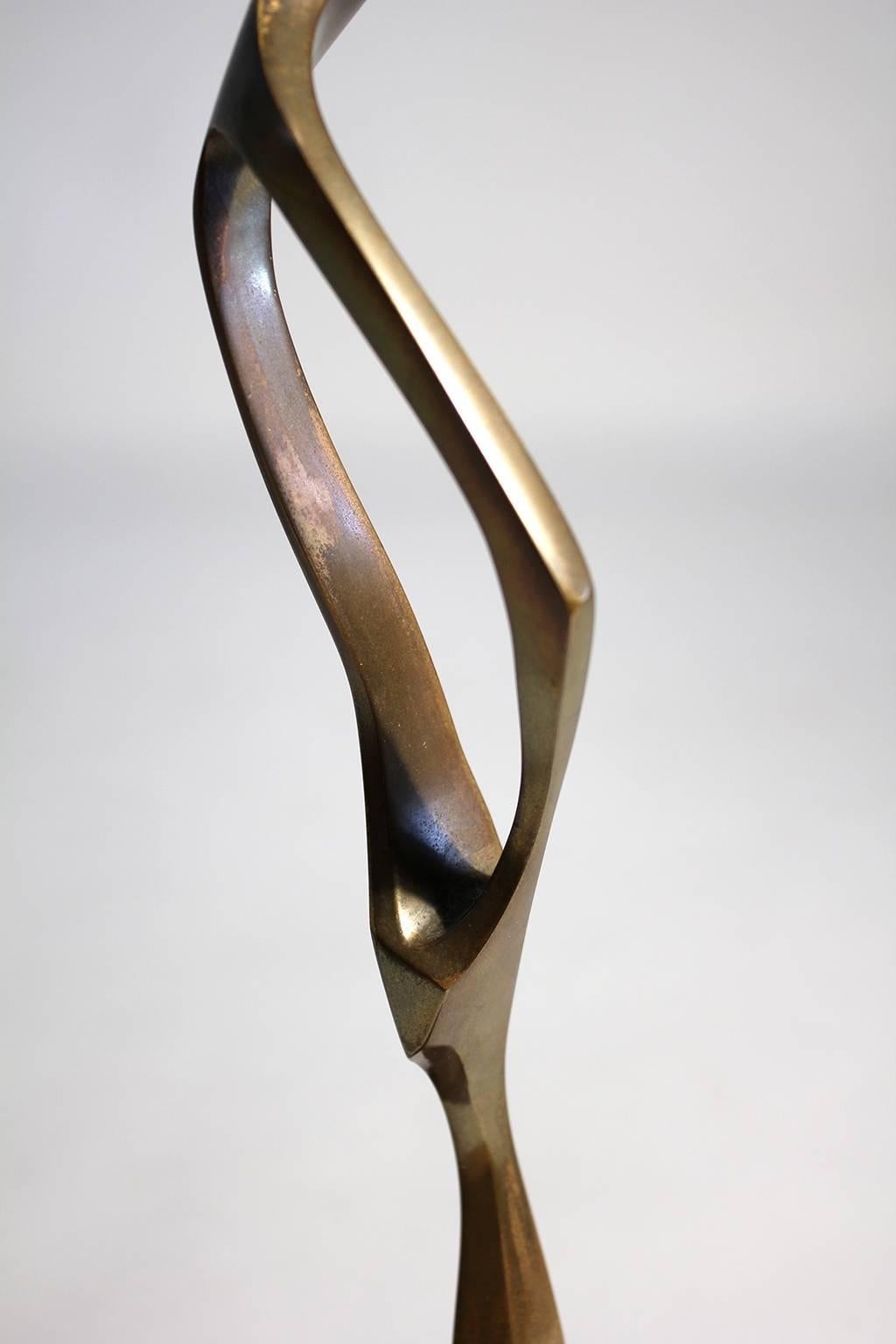 Abstract Bronze Sculpture on Walnut Base by Bolte 1