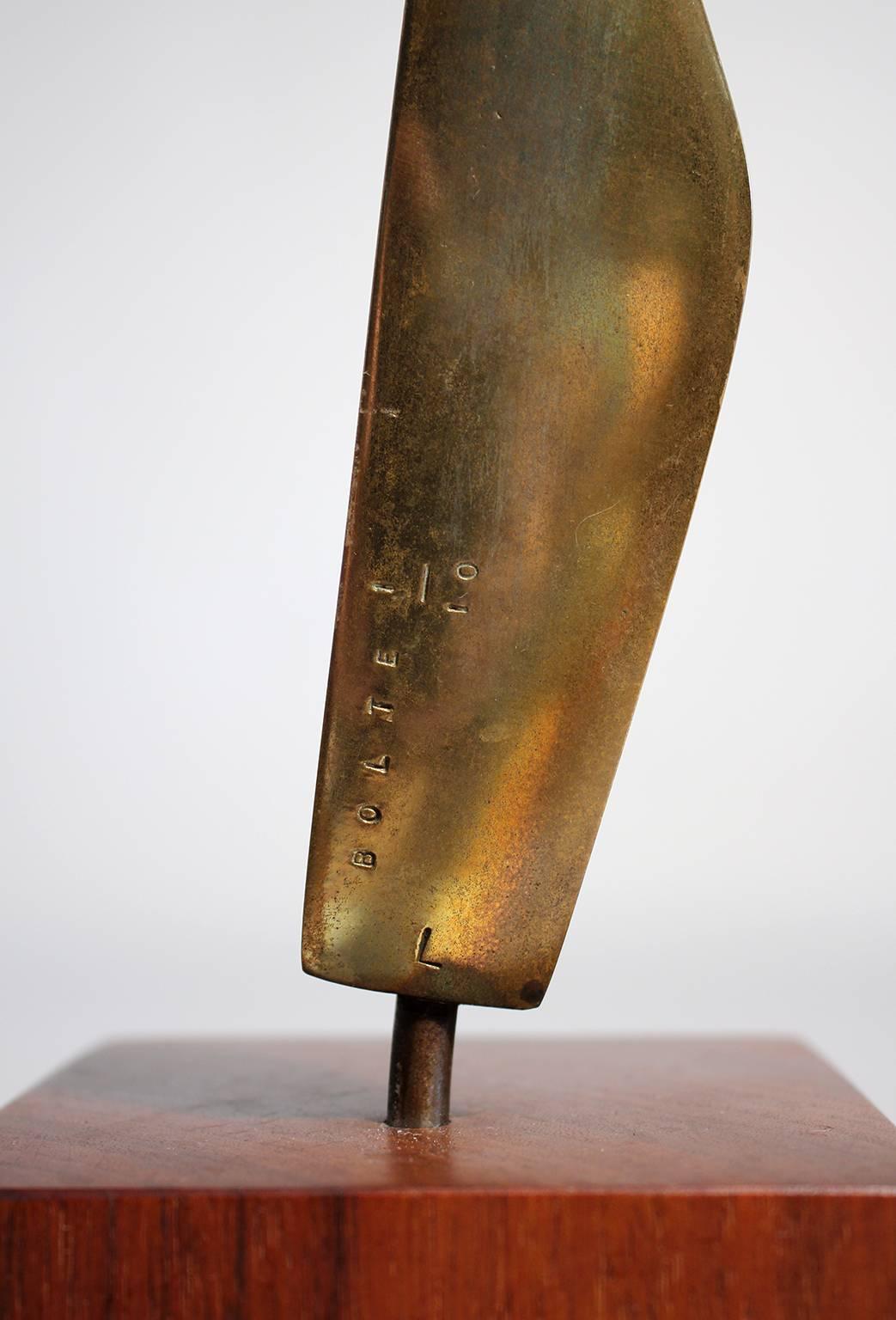 Abstract Bronze Sculpture on Walnut Base by Bolte 2
