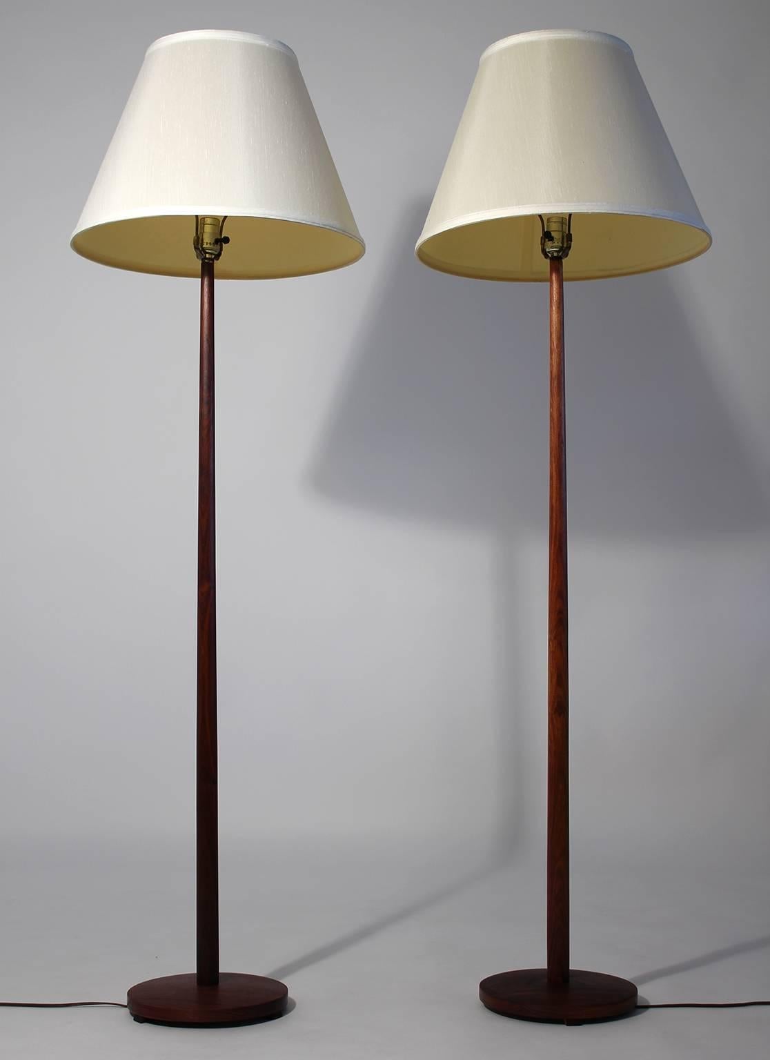 Mid-Century Modern Pair of Rosewood Floor Lamps, Sweden