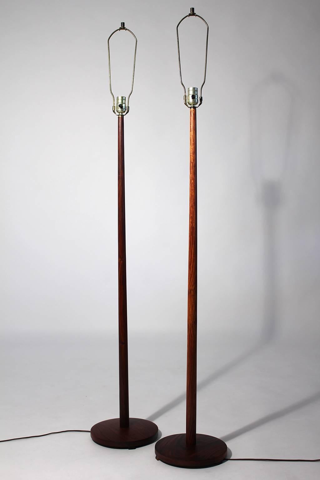 Swedish Pair of Rosewood Floor Lamps, Sweden