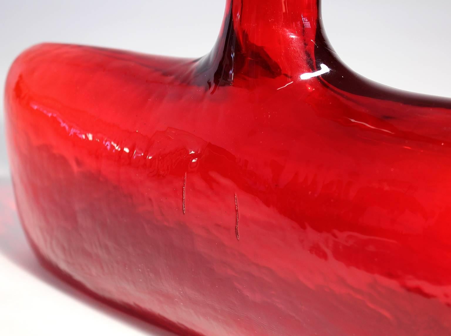 American Blenko #6316 Ruby Red Glass Decanter by Wayne Husted