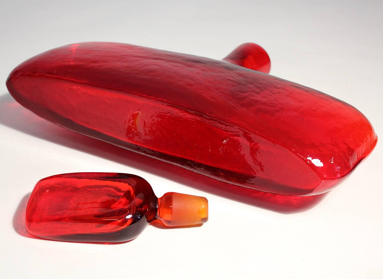 Blenko #6316 Ruby Red Glass Decanter by Wayne Husted 2