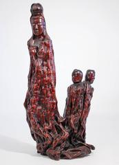 Large Chinese Carved Root Wood Guan Yin Sculpture