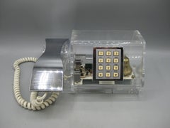 Vintage 1980's TeleConcepts Acrylic Lucite & Chrome Telephone Sculpture