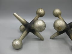 Original Set of Design Line Chrome Jax Jacks Sculpture Bookends by Bill Curry