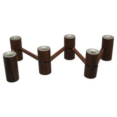 1960's Danish Laurs Jensen Rosewood Articulated Folding Candleholders Denmark