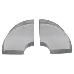Original 70's Curved Rainbow Astrolite Lucite Sculpture Bookends by Ritts Co.