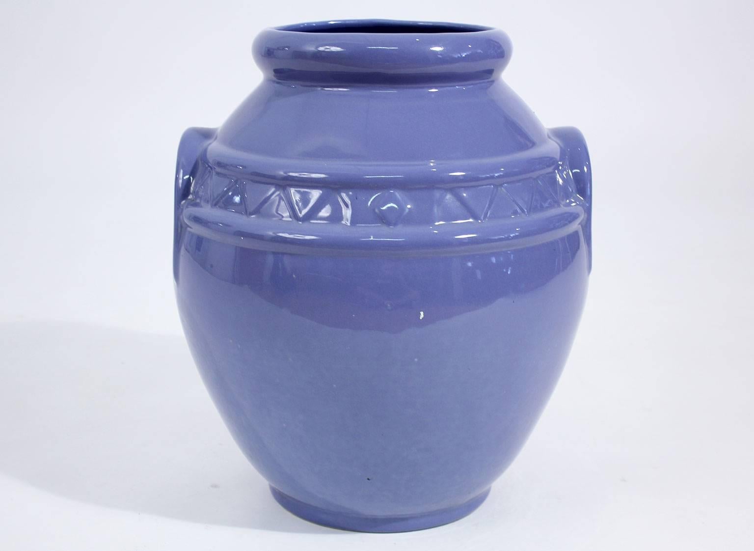 Beautiful handled Arts and Crafts Alamo Pottery garden oil jar/urn. In excellent shape with no damage. Is marked on the bottom. Great design and shape.