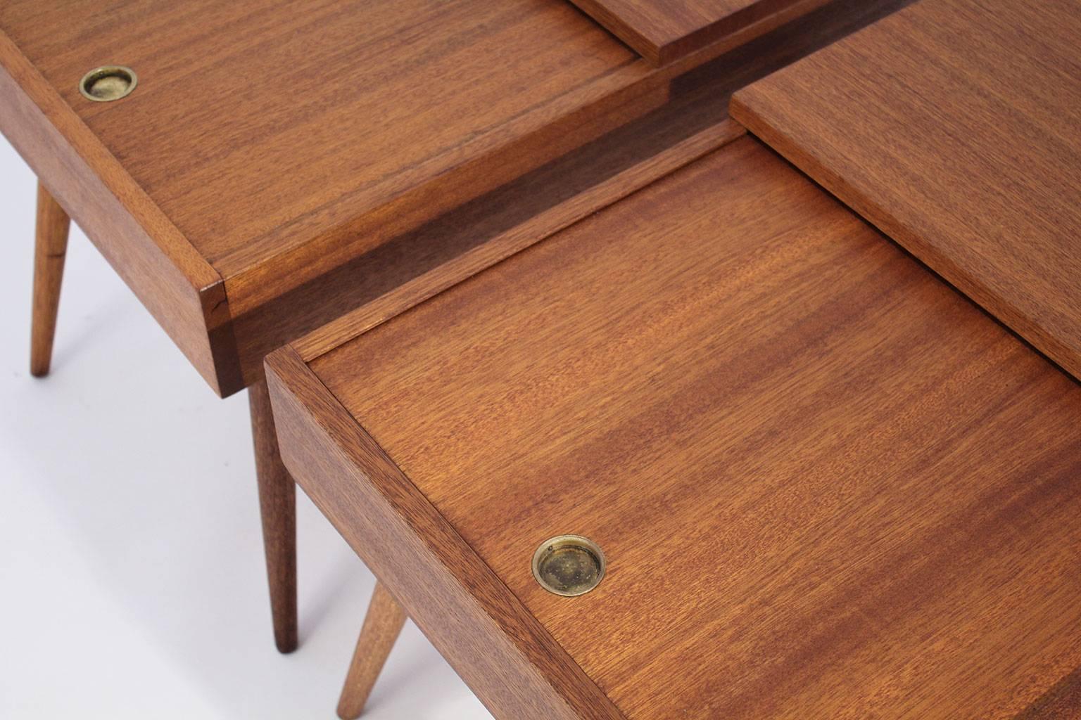 Brown Saltman End Tables by John Keal In Excellent Condition For Sale In San Diego, CA