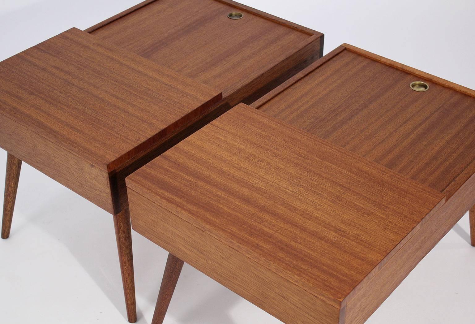 Brown Saltman End Tables by John Keal For Sale 3