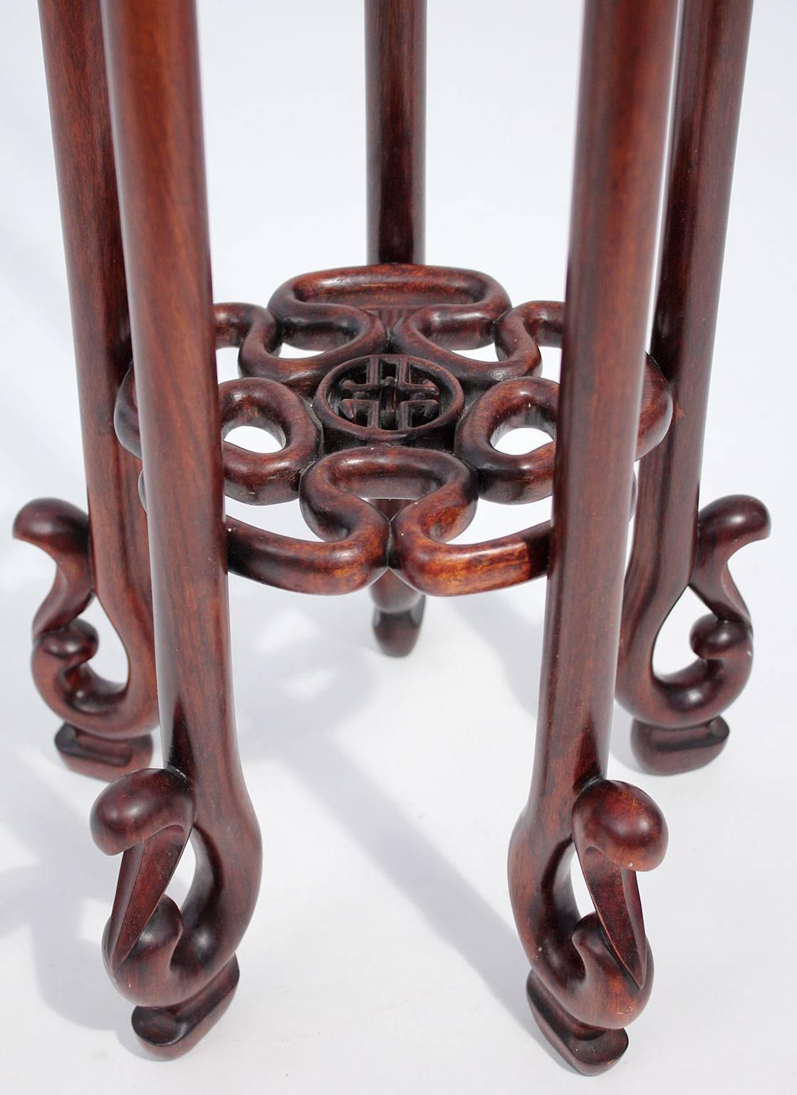 20th Century Antique Chinese Carved Rosewood Floor Plant Stand