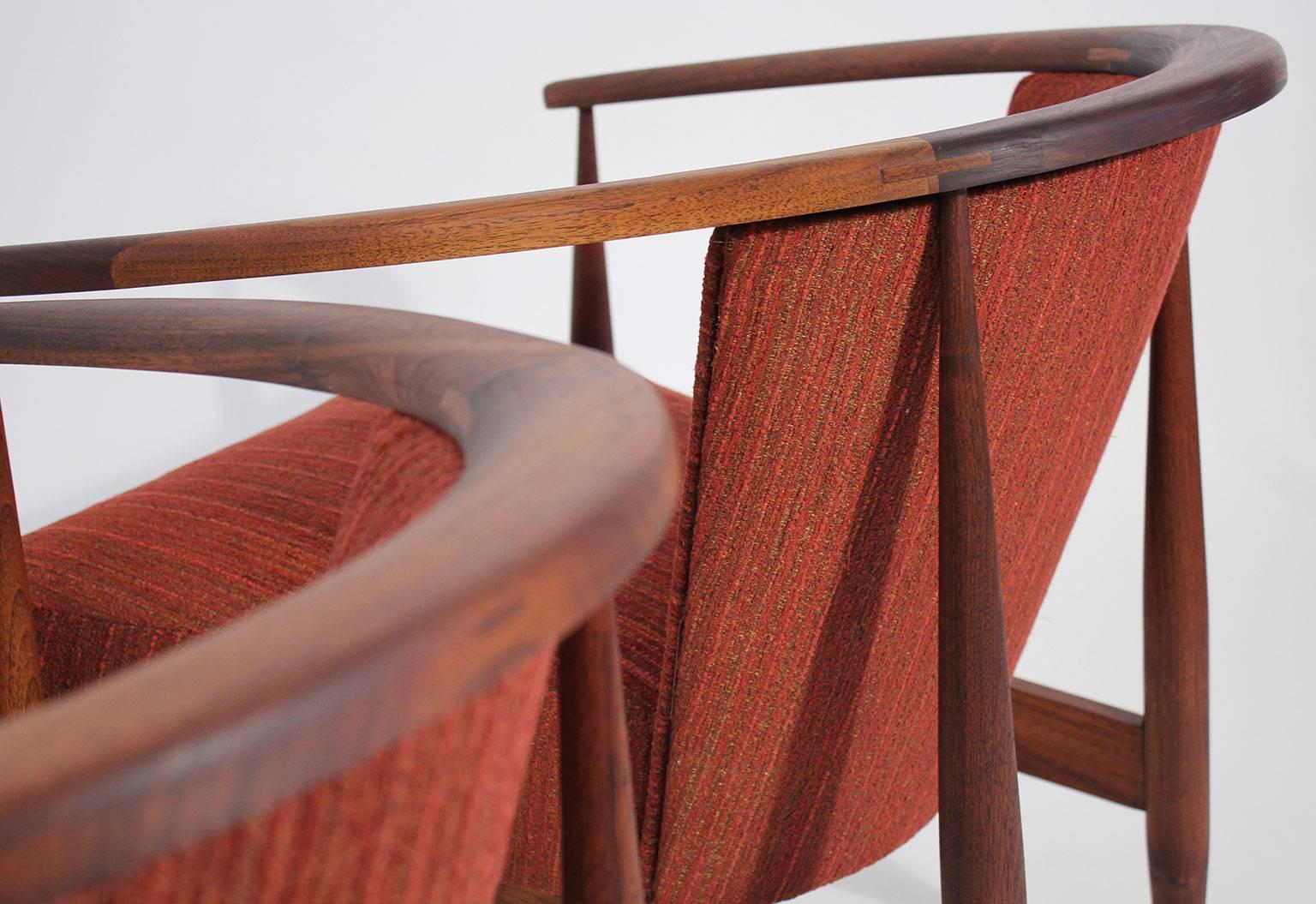 Mid-20th Century Sculptural Kodawood Walnut Sitting Lounge Chairs