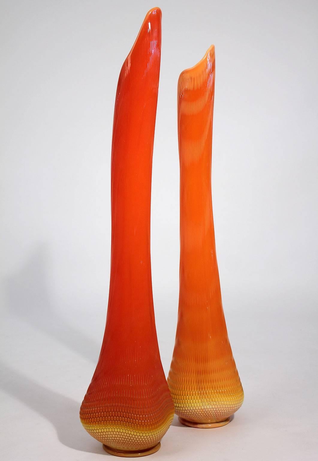 Massive Store Window Display Viking Glass Floor Vases In Excellent Condition In San Diego, CA
