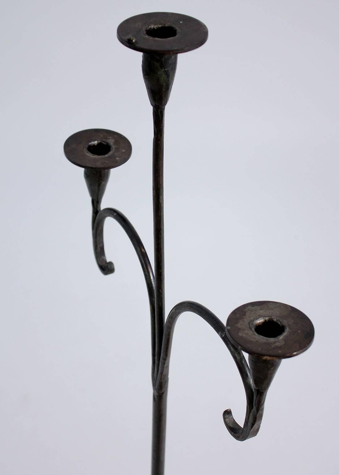 Early 20th Century Rancho Monterey Wrought Iron Standing Candelabra