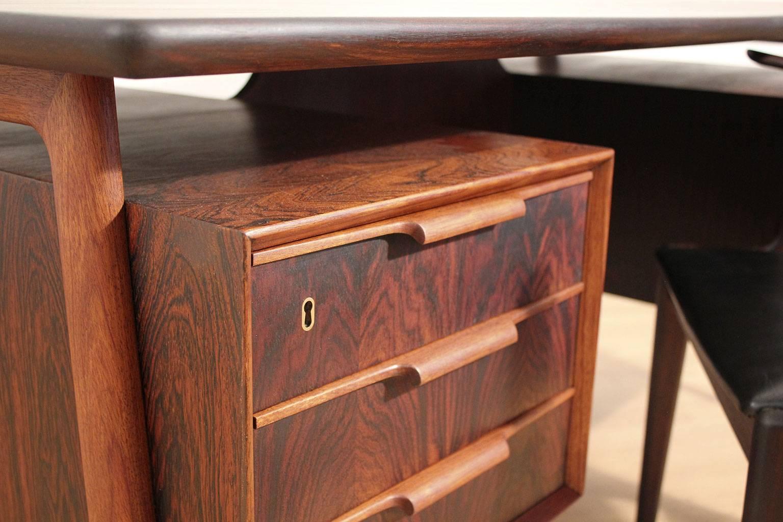Mid-Century Modern Danish Rosewood Executive Desk and Chair Designed by Gunni Omann