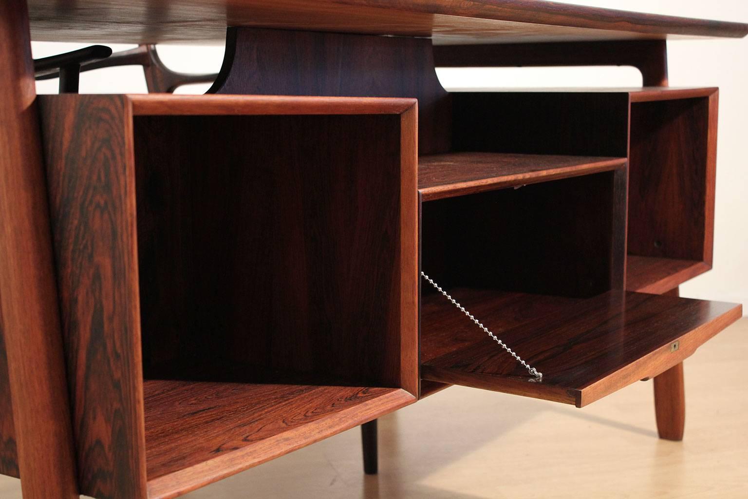 Danish Rosewood Executive Desk and Chair Designed by Gunni Omann 1