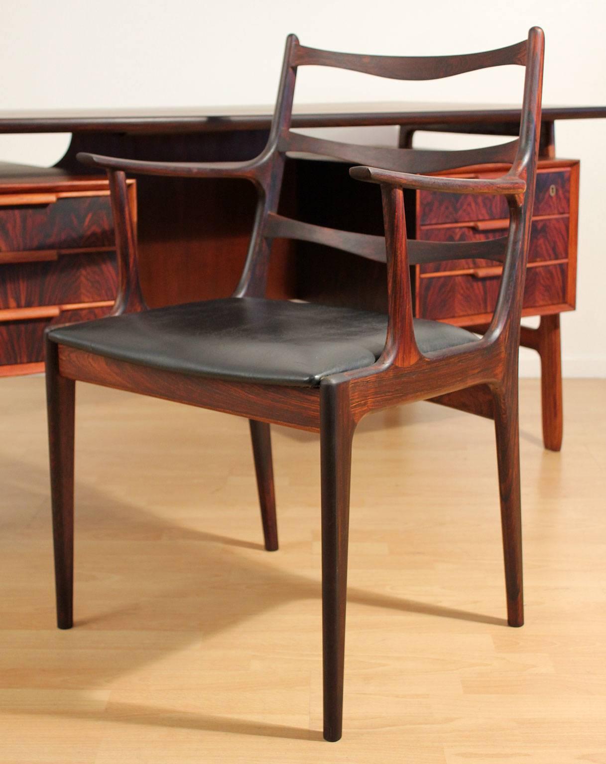 Danish Rosewood Executive Desk and Chair Designed by Gunni Omann 5