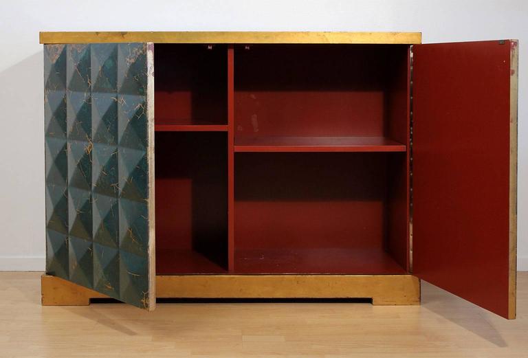 Baker Furniture Barbara Barry Diamond Gold Leaf Cabinet For Sale