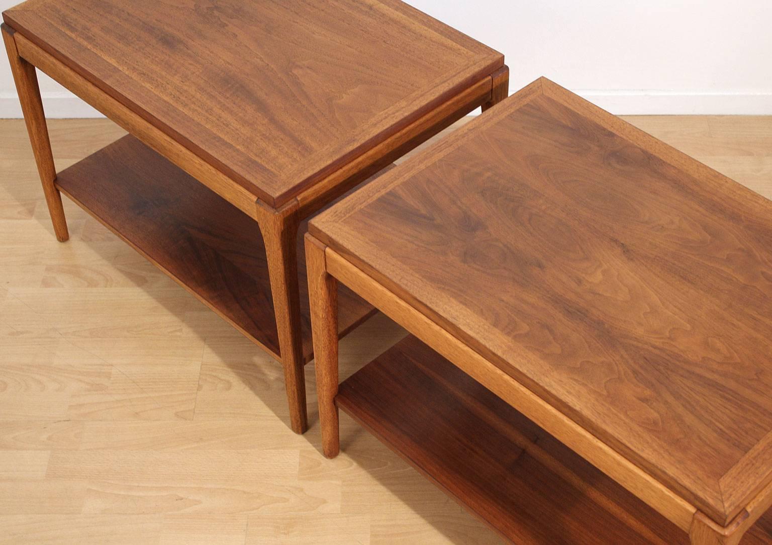 Mid-Century Modern Pair of Lane Walnut Modernist End Tables