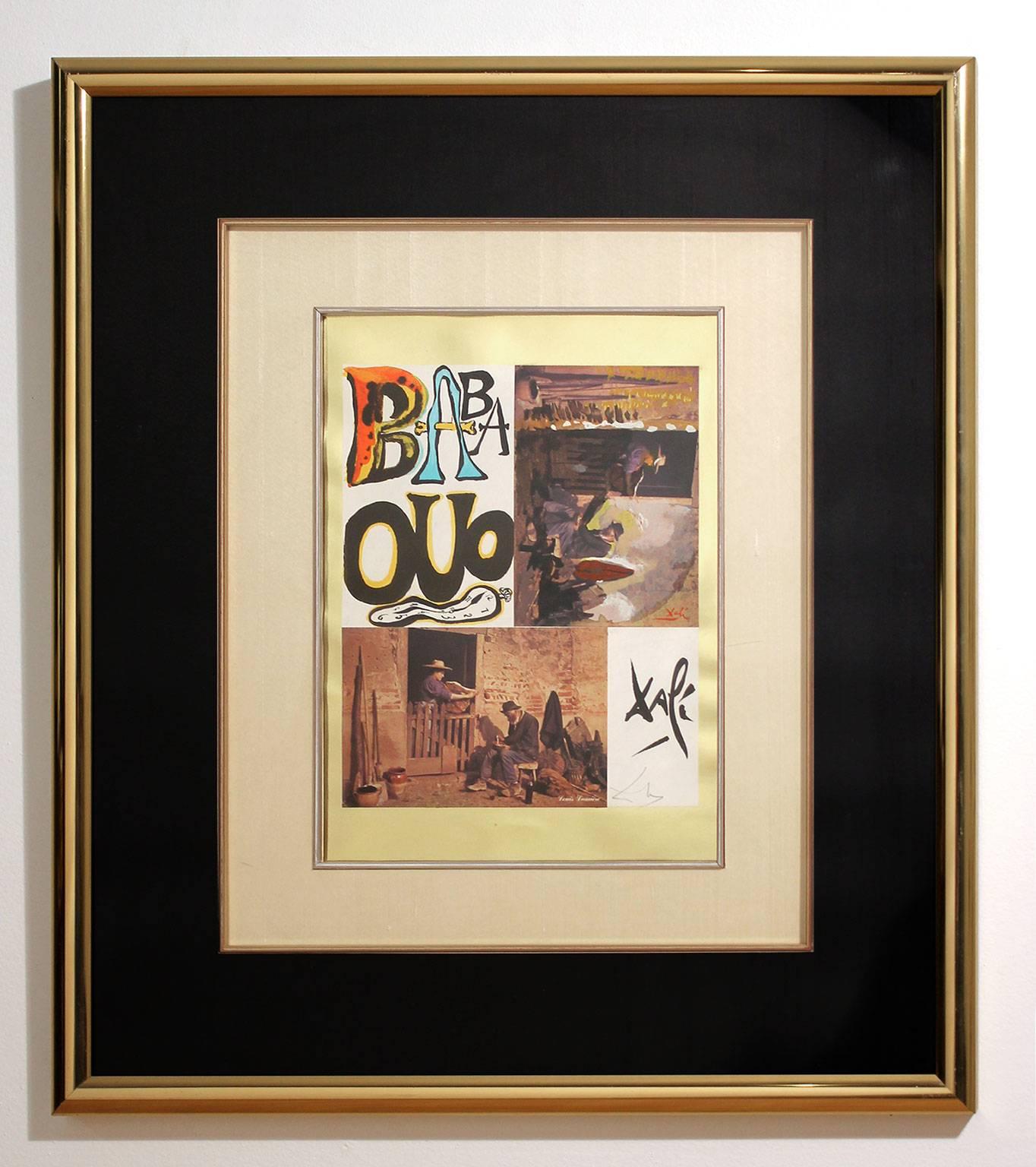 1978 Salvador Dali „Babaouo“ Mixed Media-Collage-Druck im Zustand „Hervorragend“ im Angebot in San Diego, CA