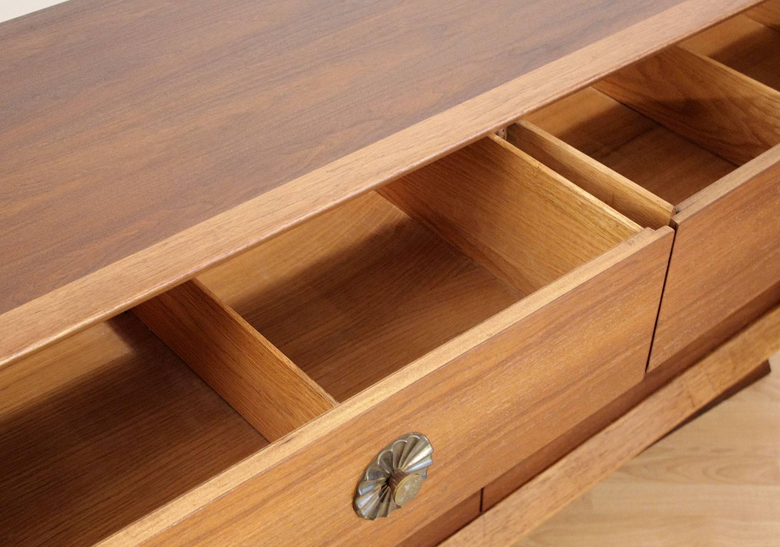 Modernist Walnut Six-Drawer Dresser 1