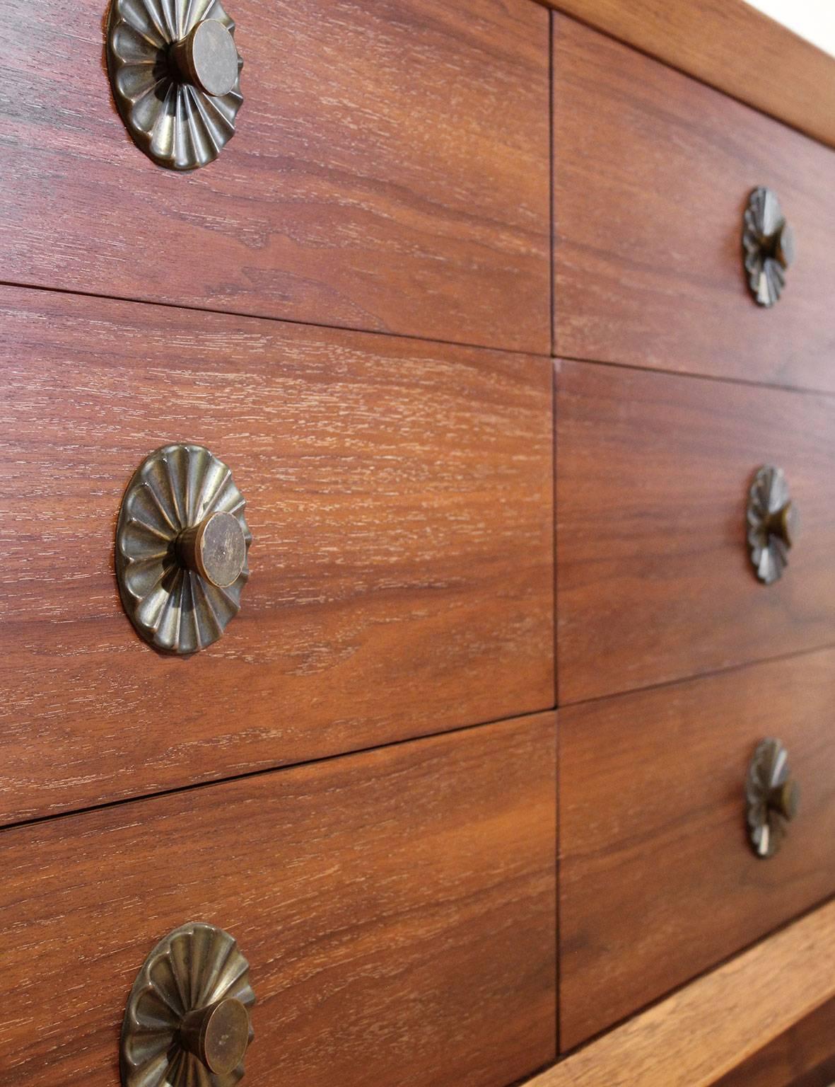 Modernist Walnut Six-Drawer Dresser 4