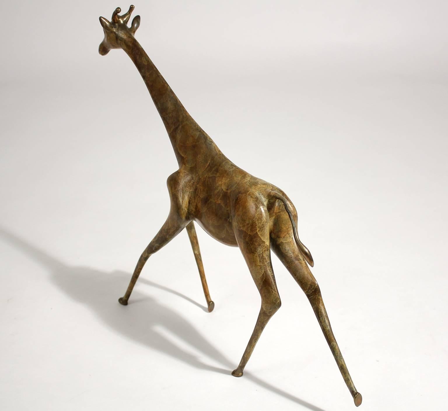 Modernist Daniel Acebo Bronze Giraffe Sculpture In Excellent Condition In San Diego, CA