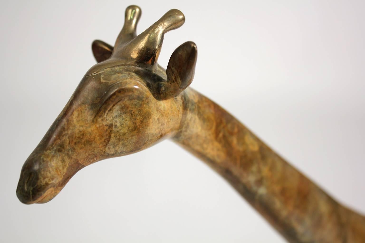 Contemporary Modernist Daniel Acebo Bronze Giraffe Sculpture