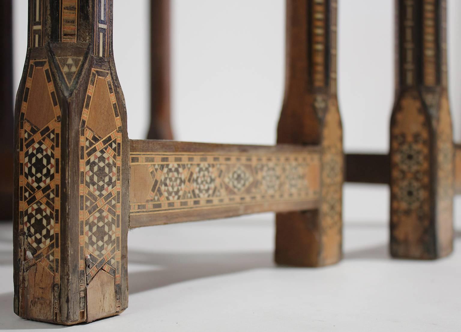 Antique Moorish Marquetry Inlay Nesting Tables 3