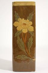 Antique Japanese Aesthetic Period Ceramic Floral Vase Umbrella Stand Meiji Era